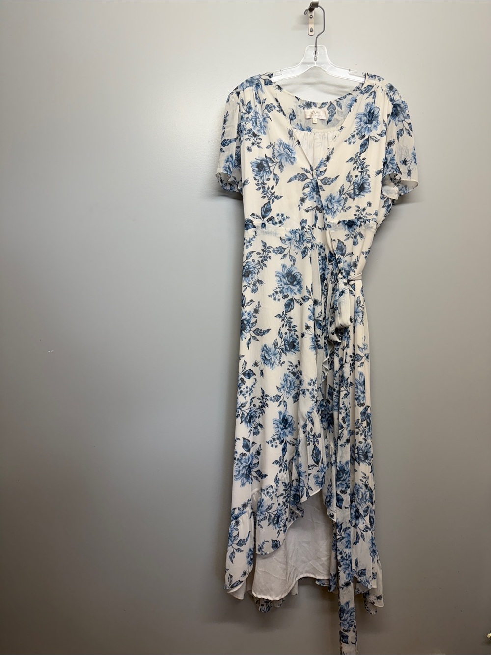 WAYF Floral Wrap Tie Hi Low Ruffle Coquette Cottagecore Summer Dress
